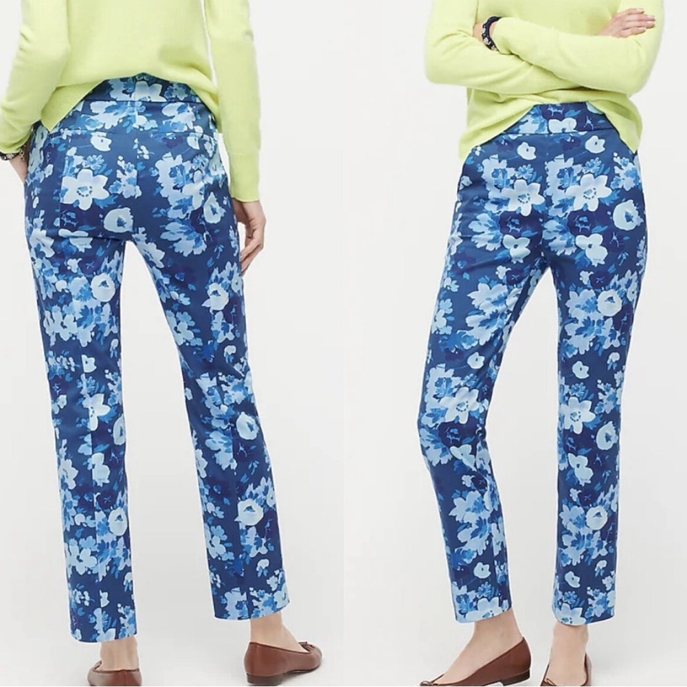 J.Crew Watercolor Begonias Remi Side Zip High Rise Ankle Cropped size 2 NWT